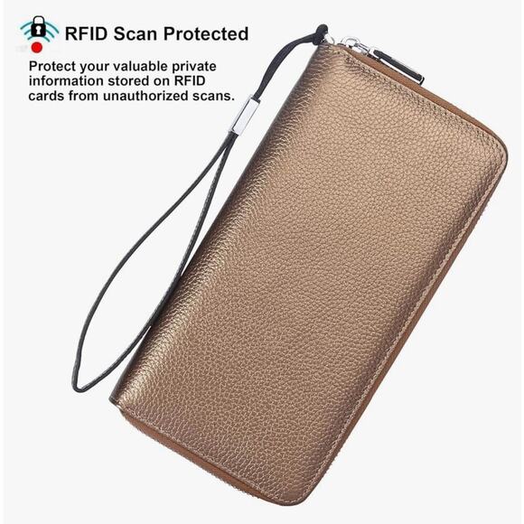 NEW Lavemi RFID Blocking Leather Large Capacity Wallet Phone Holder Wristlet - Picture 1 of 10